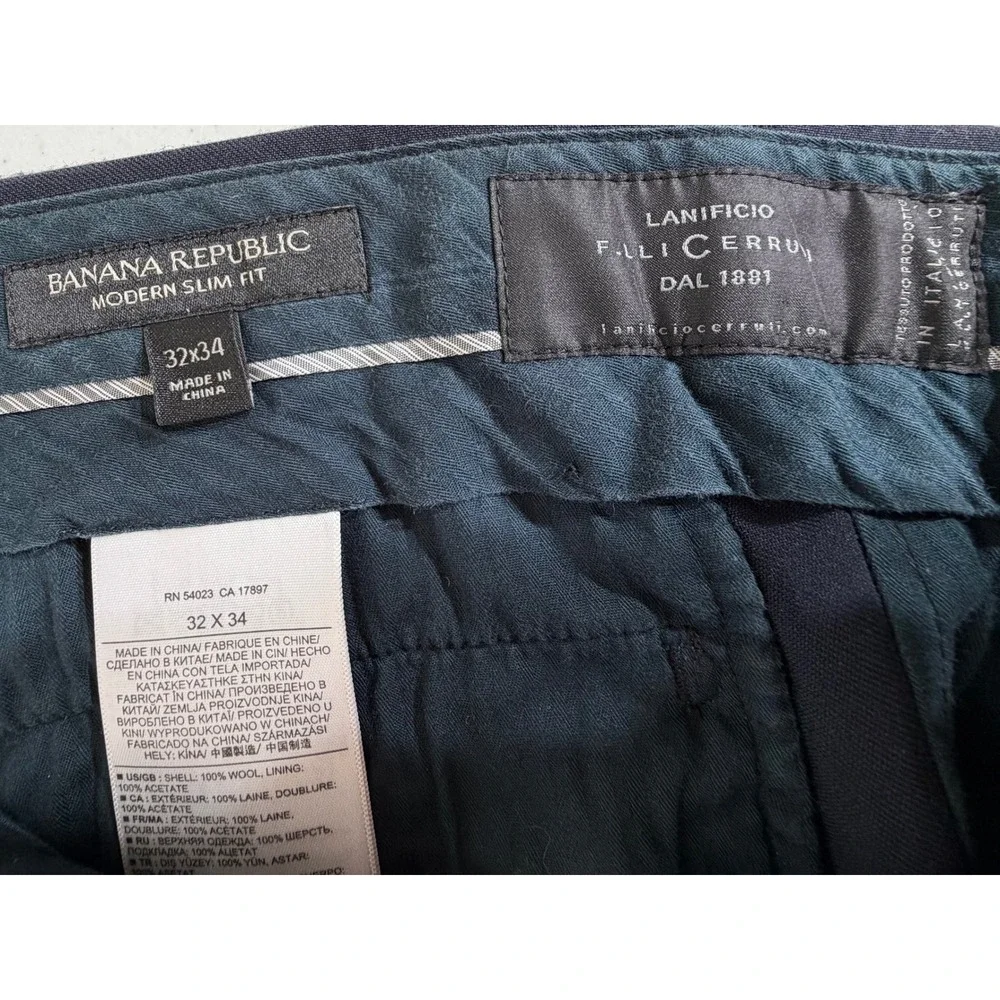 Banana Republic Dress Pants 32x34 (33x32) Navy Modern Slim Fit Italian Wool READ
